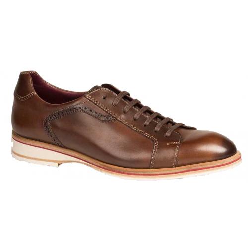 Mezlan "Mendel" 6749-1 Brown Genuine Burnished Calfskin Lace-up Shoes.